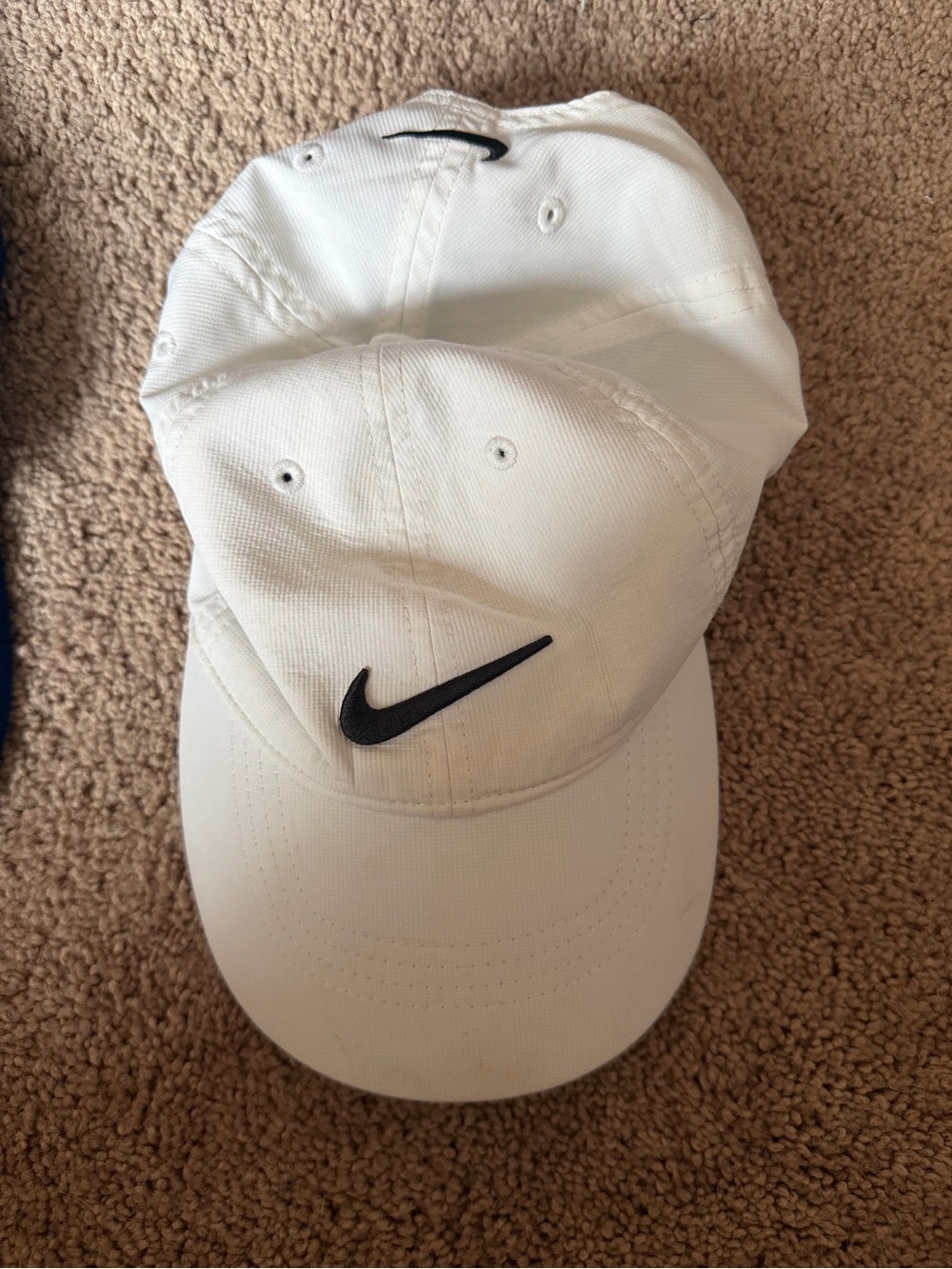 Nike White Cap with Black Swoosh Logo